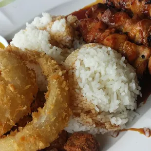 Chicken skewers and tatsuta