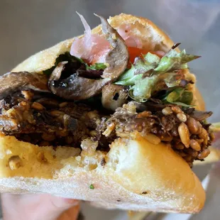 Mushroom veggie burger