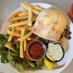 Mushroom burger with veggie patty