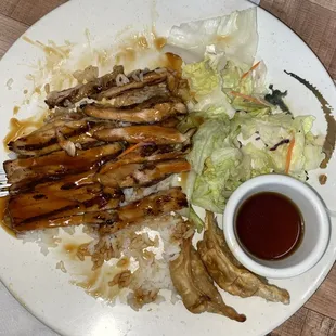 Lunch special: Chicken teriyaki and gyoza plate