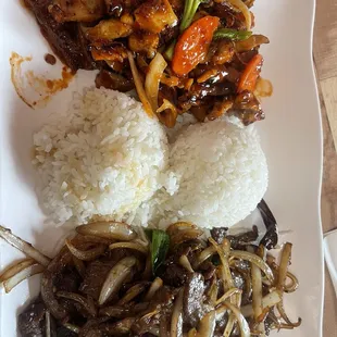 Spicy Chicken Teriyaki And Mongolian Beef.