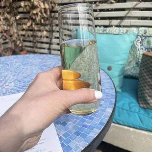 a person holding a glass of wine