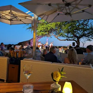 Hawaiian music and dancing