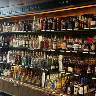 a variety of liquors on shelves