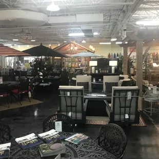 Inside the building with displays.