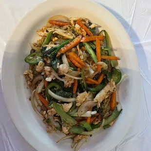 Egg noodles stir fried