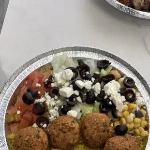 Falafel over rice 
Vegetarian meal