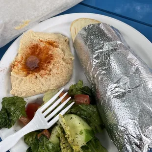 hummus and Greek Salad with gyro