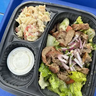 Gyro with salad and pasta salad