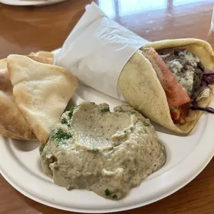 Beef/lamb gyro + baba ganoush: sooo good