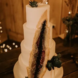 a cake with a slice cut out of it