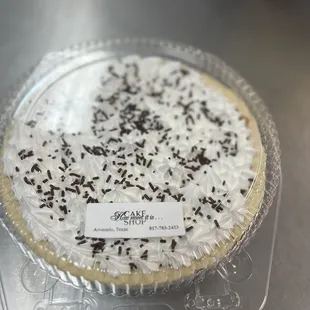 a pie with chocolate sprinkles