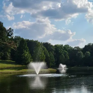 The pond where people fish. You can also walk the trail around the lake.