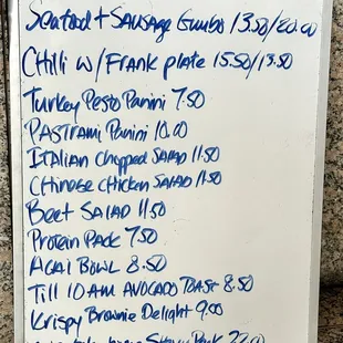 Menu 05.08.2024.  Note - they charge 15 cents for a bag.
