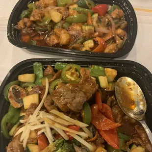 Mala Chicken (top) and Jalapeno Ginger Beef (bottom)