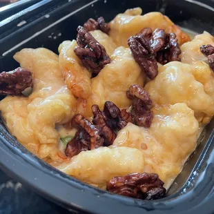 Vanilla Prawns with Glazed Walnuts