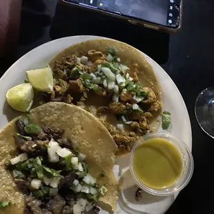 Street tacos-- Asada and grilled chicken.