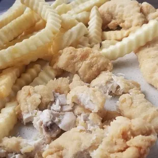 Chicken fingers &amp; fries.