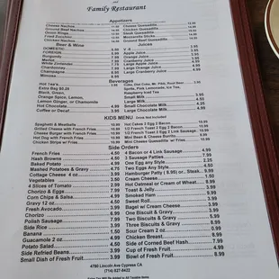 sushi and sashimi, menu