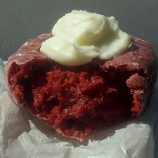 Red Velvet donut with Cream Cheese icing. I dare you to resist!