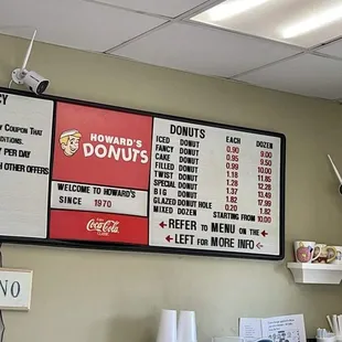 Donuts menu