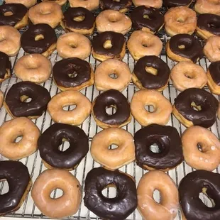 a tray full of doughnuts