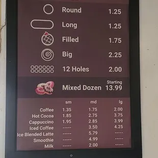 Donut prices as of 3/29/2022