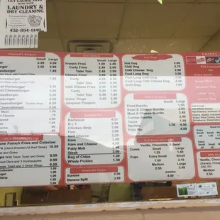 Menu posted at drive thru window. You're welcome