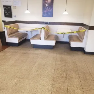 Seating blocked off. Carry out only.