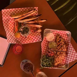 Trout dip &amp; quesadilla