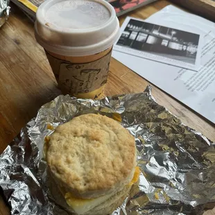 Biscuitit egg and cheese &amp; chai