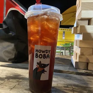 Strawberry Tea (Some Pulp) w/boba