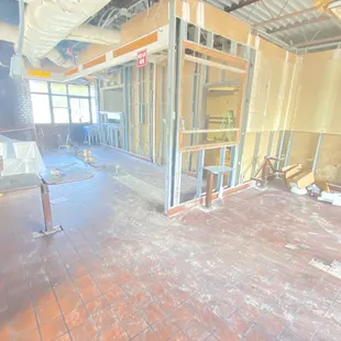 the inside of a restaurant under construction