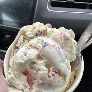 Birthday cake and cold brew ice cream