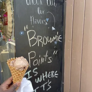 Brownie points on waffle cone 10/10