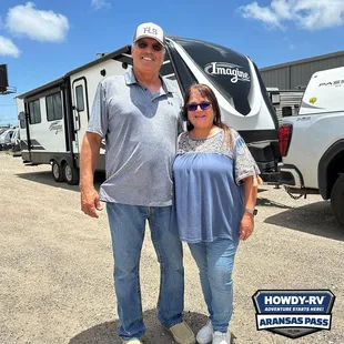 Excited for more happy campers!  Congrats Mr. &amp; Mrs. Peña on the preloved 2019 Grand Design Imagine 2970RL! Welcome to the Howdy RV fam