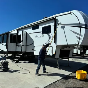 Keepin' them clean out here at Howdy RV in Aransas Pass, TX.