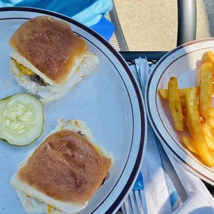 Angus sliders with a side of fries