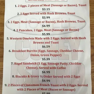 Breakfast Specials Monday through Friday satisfy your taste buds!