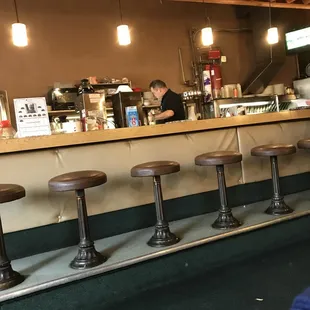 a row of bar stools