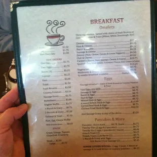 Not sure if you&apos;ll be able to make out the breakfast menu...