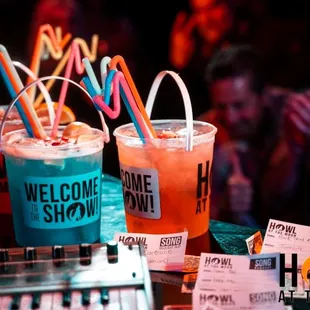 two drinks and a keyboard