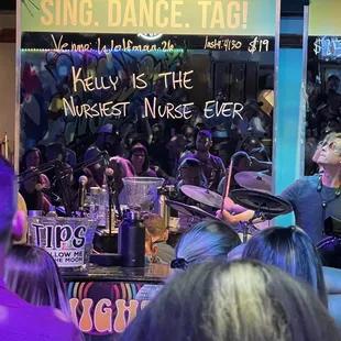 a band performing