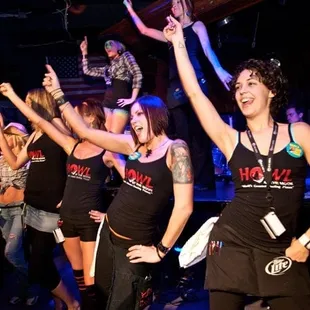 a group of women dancing