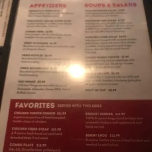 menu and prices