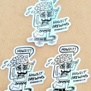 3pk Stickers $5.00 (08/15/24). @HowzitBrewing #OurKakaako #Honolulu #Oahu #Beer #CraftBeer
