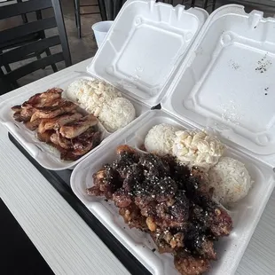 Bbq chicken (left) and Furikake chicken (right)