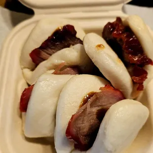 Lunch from @Hoy Tin Kitchen; 12/29/2023. I ordered this, Char Siu w/Buns. Not bad, ordered this before.