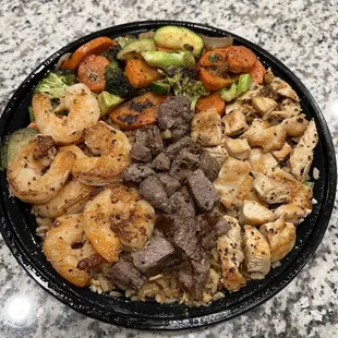 Trio (Steak, chicken, &amp; shrimp)