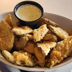 Fried pickles with jalapeno ranch - great